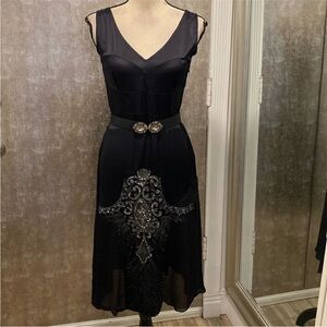 Nicola Finetti Elegant Black Embellished Dress, US4